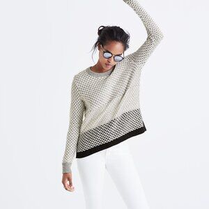Madewell Geo-Block Pullover Sweater; Color: Black/Gray/White; Size: Small